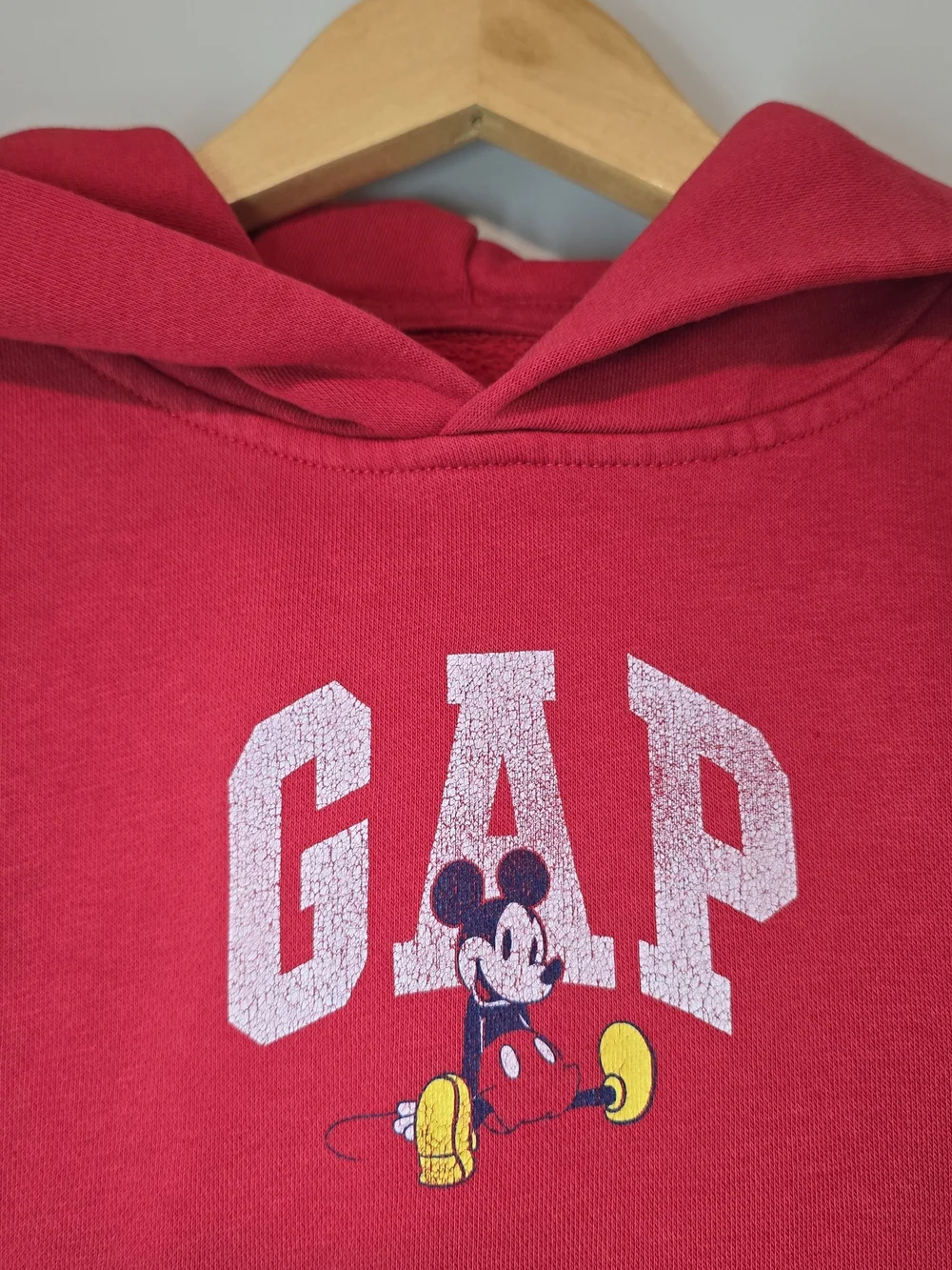 GAP Kids Red Mickey Hoodie - Pullover. Disney Red Heavy Cotton. Minor Flaws.